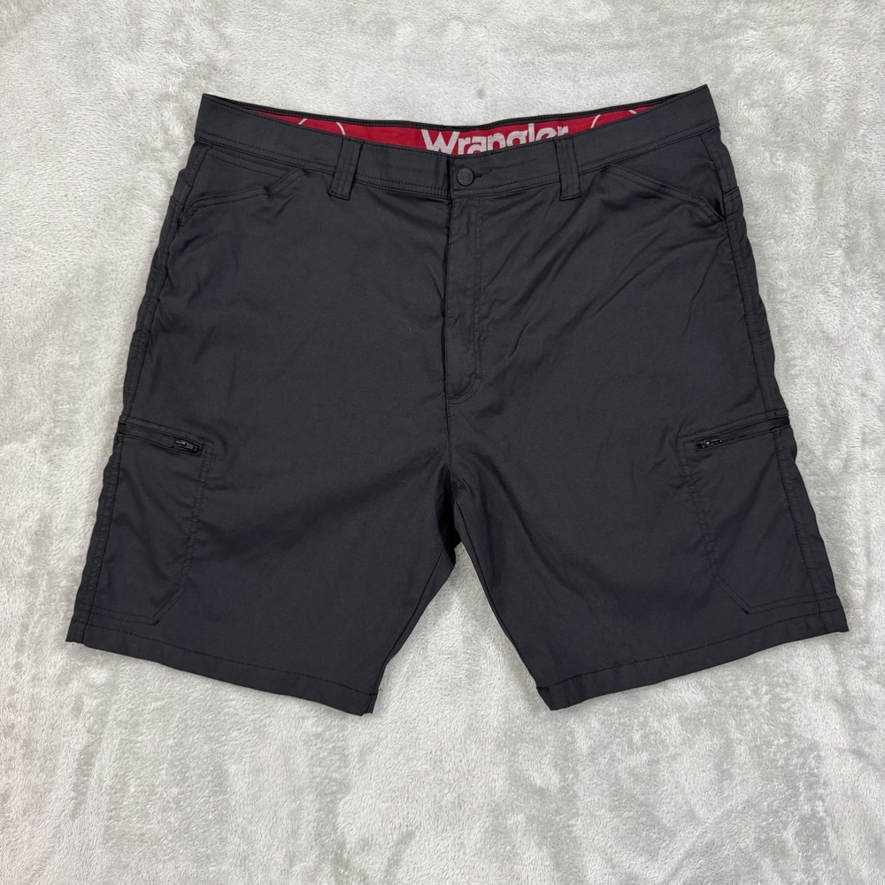 Wrangler Shorts Mens 42 Black Performance Cargo Trail Hiking Comfort Flex Waist